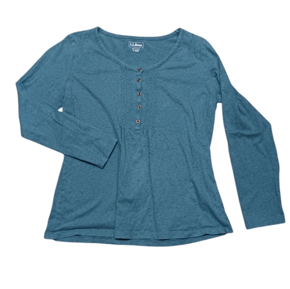 L.L. BEAN WOMEN'S SIZE SMALL TEAL COLOR 100% COTTON BLOUSE. - Picture 1 of 6